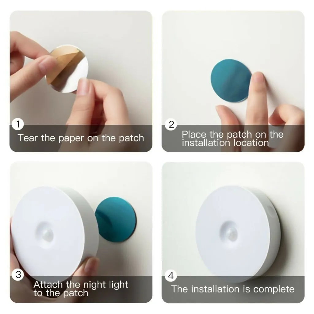 Motion Sensor LED Light USB Rechargeable, Wireless Night Light for Wardrobe & Stairs (White)