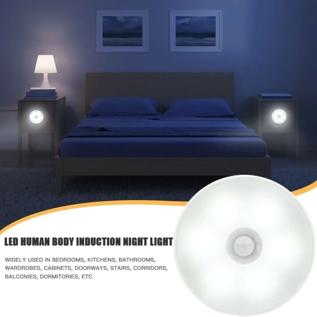 Motion Sensor LED Light USB Rechargeable, Wireless Night Light for Wardrobe & Stairs (White)