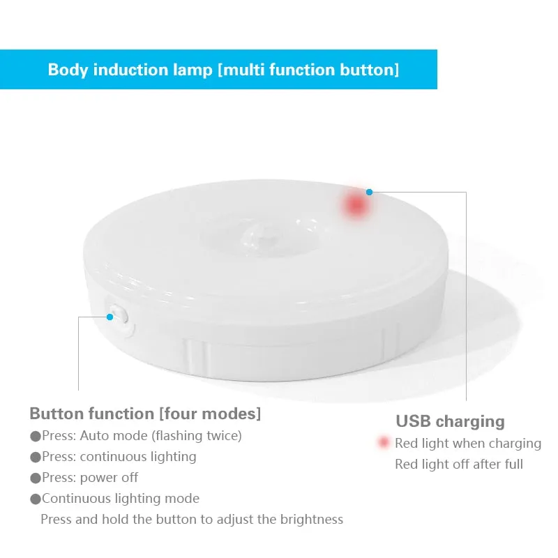 Motion Sensor LED Night Light USB Rechargeable