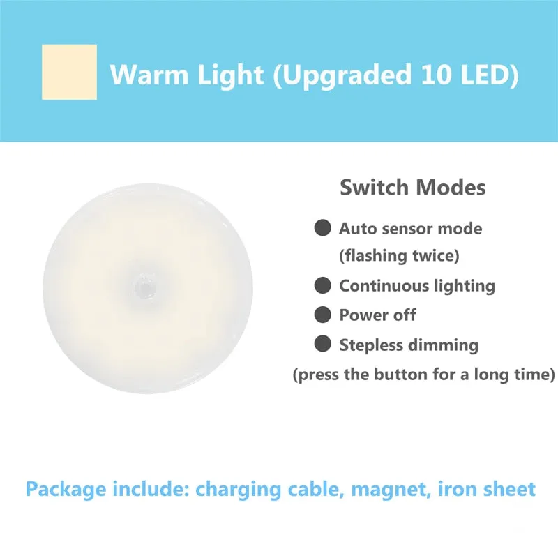 Motion Sensor LED Night Light USB Rechargeable