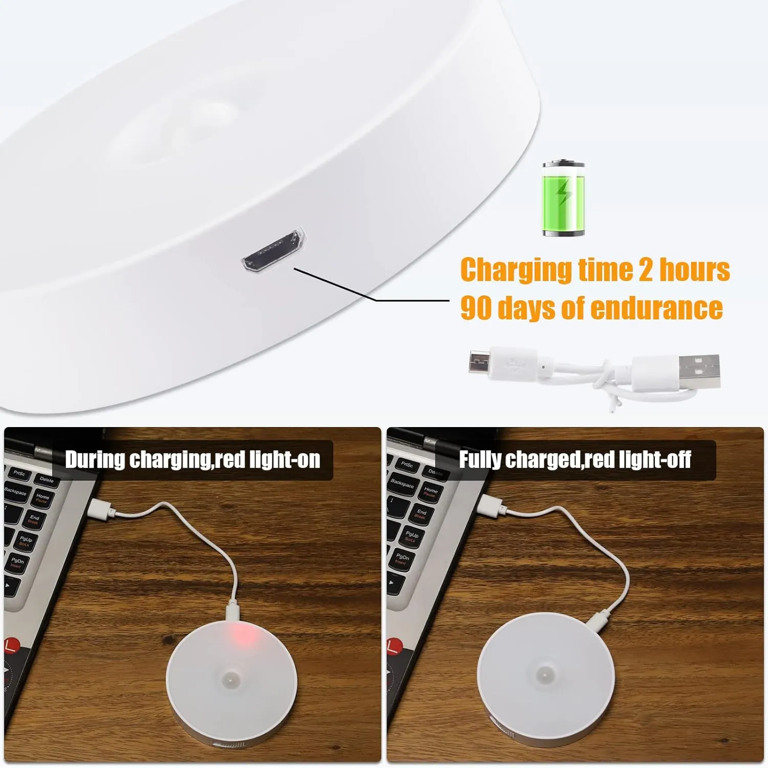 Motion Sensor Light Indoor [8 LED], Electight Night Light USB Rechargeable, 3 Light Modes & Long-Last Battery, Cordless Magnetic Sticker Nightlight for Stair, Closet, Hallway - Cold White & Warm White