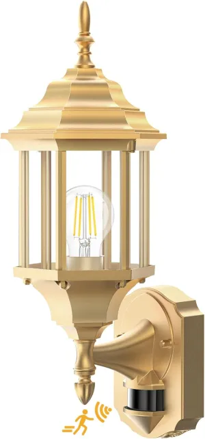 Motion Sensor Outdoor Lights, 16 inch Dusk to Dawn Outside Porch Lights, Waterproof Anti-Rust Aluminum Outdoor Wall Lights Exterior Lighting Fixtures for House, Garage, Front Door, Gold