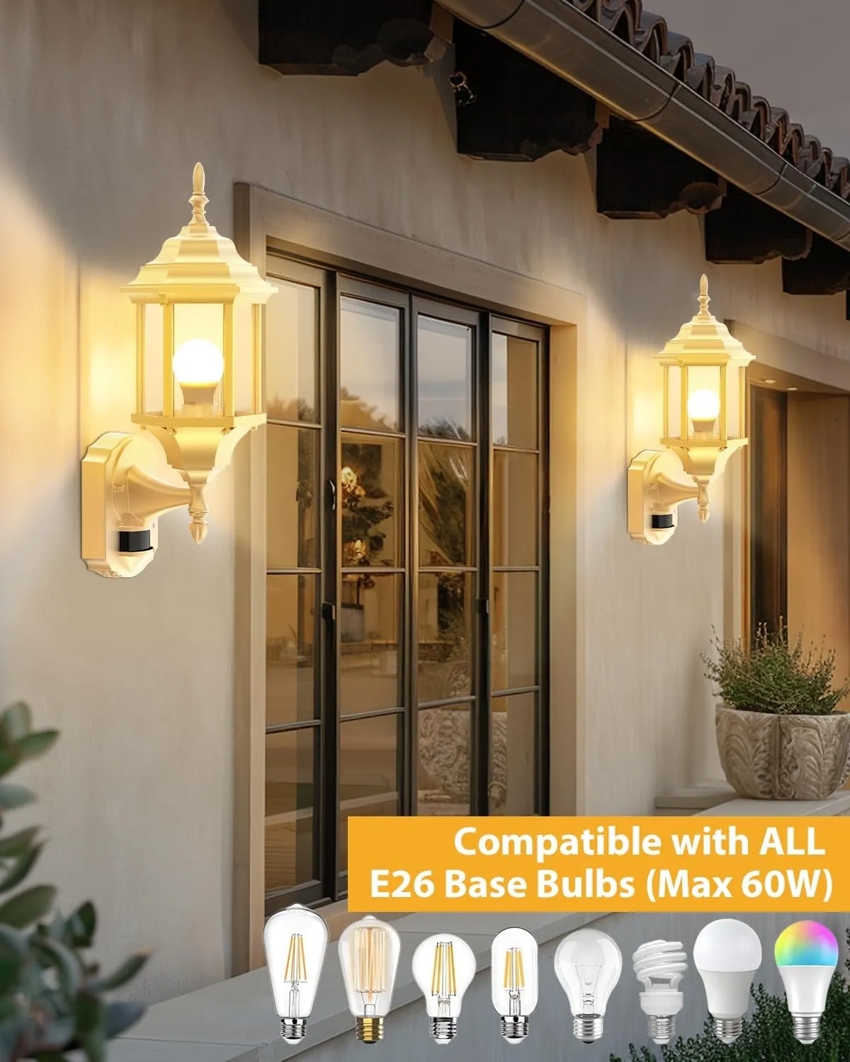 Motion Sensor Outdoor Lights, 16 inch Dusk to Dawn Outside Porch Lights, Waterproof Anti-Rust Aluminum Outdoor Wall Lights Exterior Lighting Fixtures for House, Garage, Front Door, Gold