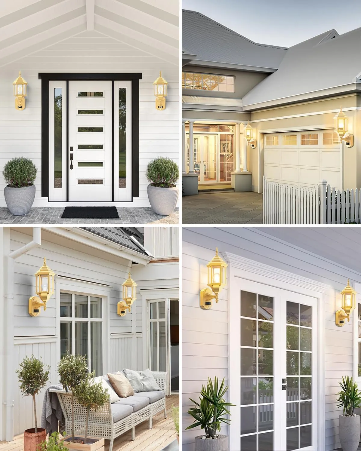 Motion Sensor Outdoor Lights, 16 inch Dusk to Dawn Outside Porch Lights, Waterproof Anti-Rust Aluminum Outdoor Wall Lights Exterior Lighting Fixtures for House, Garage, Front Door, Gold