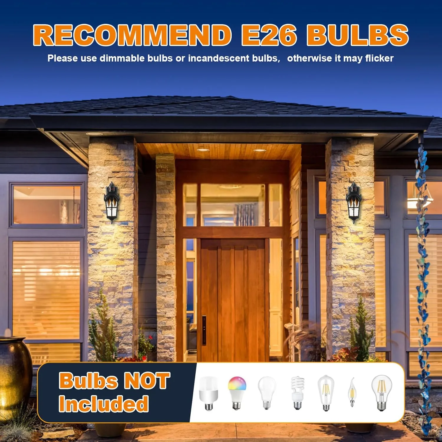 Motion Sensor Outdoor Lights 2 Pack, Dusk to Dawn Outdoor Wall Lights with 220° Detection & 3 Modes, IP65 Waterproof Exterior Lighting Fixtures for House Porch Patio Garage (Gold Trim)