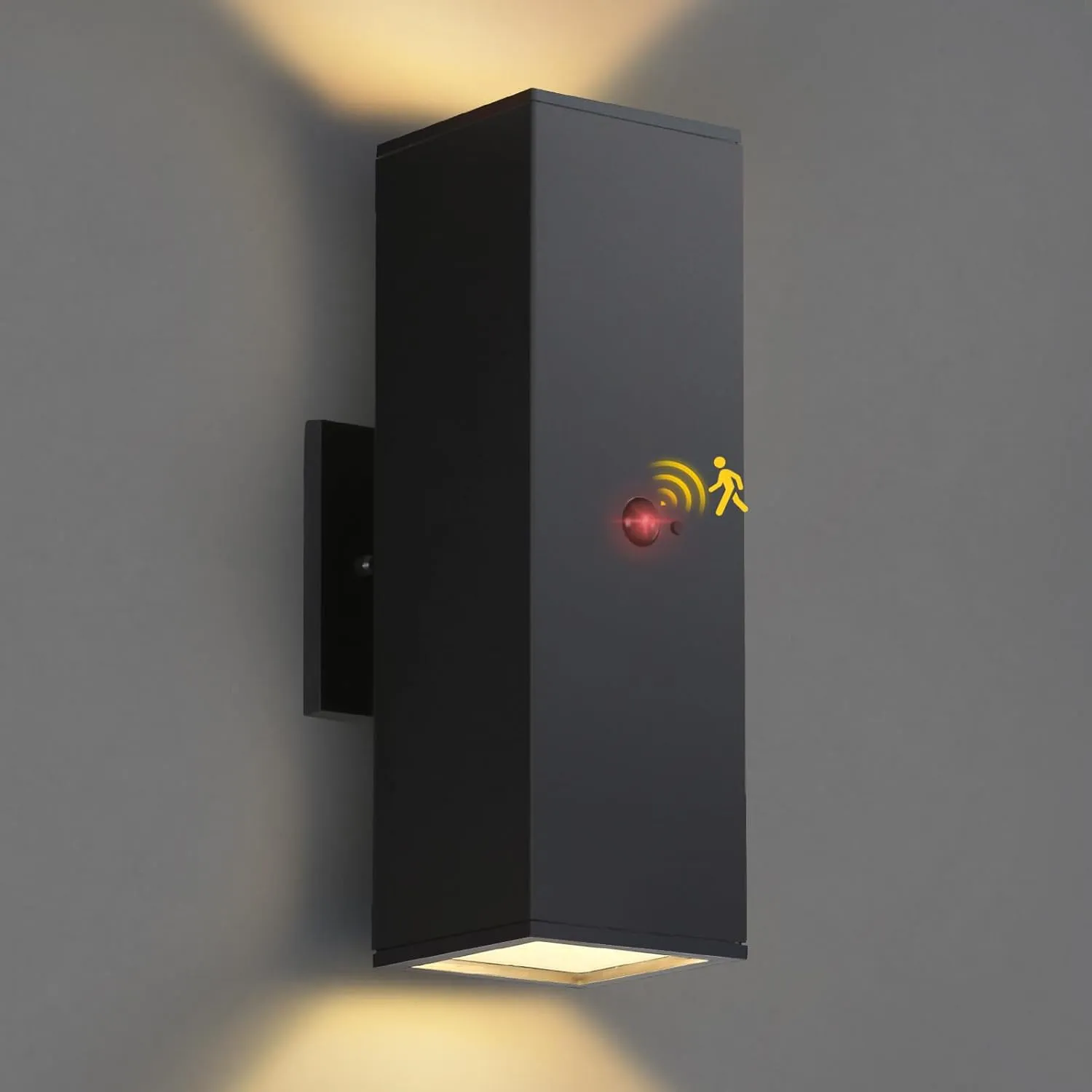 Motion Sensor Outdoor Lights, Aluminum Dusk to Dawn Outdoor Lighting Matte Black Exterior Lighting Fixtures with E26 Base, Outside Lights for House Porch Garage Patio, LED Bulbs Included