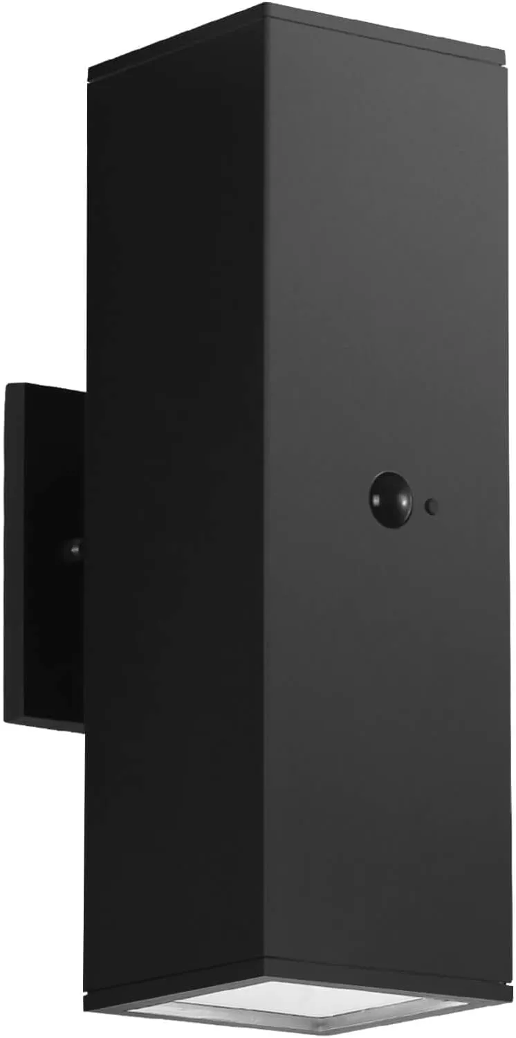 Motion Sensor Outdoor Lights, Aluminum Dusk to Dawn Outdoor Lighting Matte Black Exterior Lighting Fixtures with E26 Base, Outside Lights for House Porch Garage Patio, LED Bulbs Included