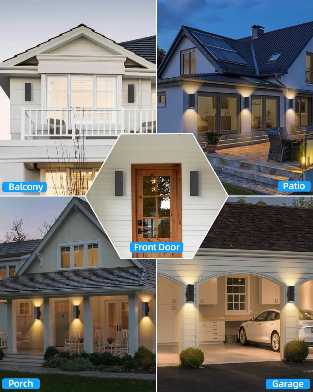 Motion Sensor Outdoor Lights, Aluminum Dusk to Dawn Outdoor Lighting Matte Black Exterior Lighting Fixtures with E26 Base, Outside Lights for House Porch Garage Patio, LED Bulbs Included
