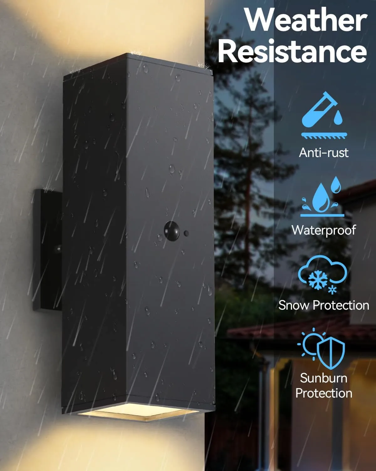 Motion Sensor Outdoor Lights, Aluminum Dusk to Dawn Outdoor Lighting Matte Black Exterior Lighting Fixtures with E26 Base, Outside Lights for House Porch Garage Patio, LED Bulbs Included