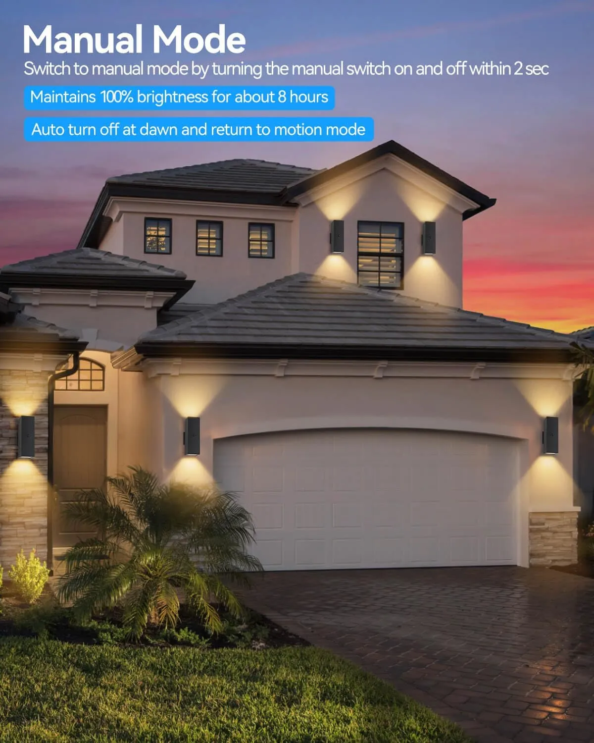 Motion Sensor Outdoor Lights, Aluminum Dusk to Dawn Outdoor Lighting Matte Black Exterior Lighting Fixtures with E26 Base, Outside Lights for House Porch Garage Patio, LED Bulbs Included