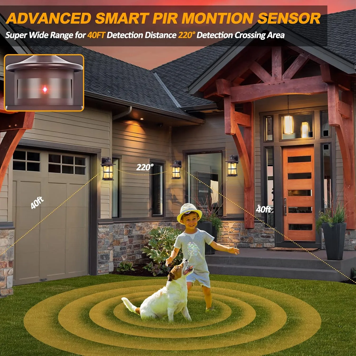 Motion Sensor Outdoor Lights - Oil Rubbed Bronze Dusk to Dawn Outdoor Lighting, Advanced Exterior Light Fixtures Wall Sconce, Waterproof Porch Light Wall Mount for Front Garage, Entryway Anti-Rust