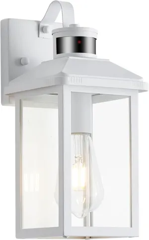 Motion Sensor Outdoor Lights Wall Mount Dusk to Dawn Outdoor White Exterior Light Fixtures Waterproof Porch Light 3 Lighting Modes Outside Wall Lights for House