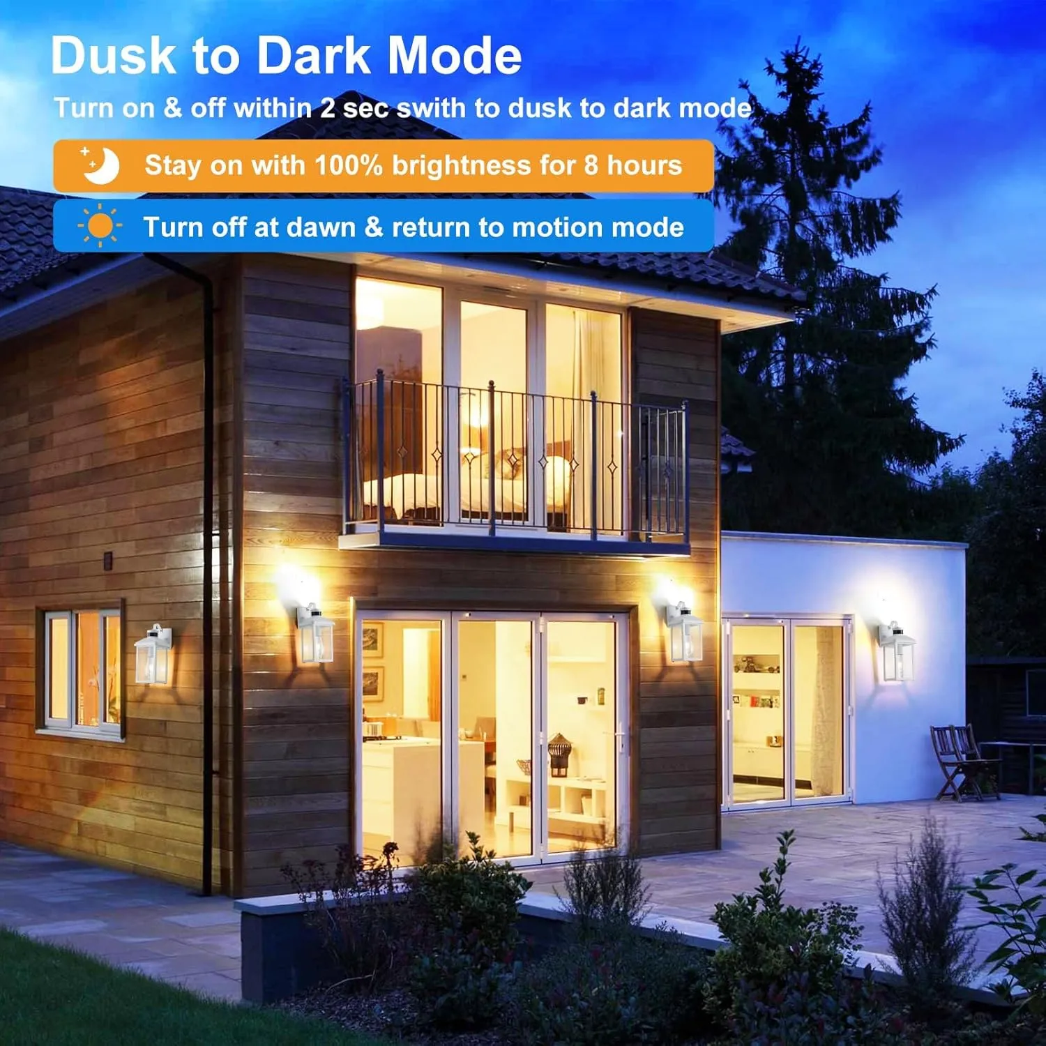 Motion Sensor Outdoor Lights Wall Mount Dusk to Dawn Outdoor White Exterior Light Fixtures Waterproof Porch Light 3 Lighting Modes Outside Wall Lights for House