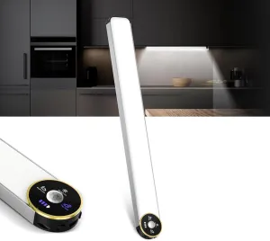 Motion Sensor Under Cabinet Lights, 3-Color Dimmable, 84 LED 15Inch Wireless Closet Lighting, Rechargeable 3200mAh Battery, Digital Display, Perfect for Kitchen & Indoor Use