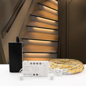 Motion Sensor with Daylight Sensor Sync Light Up Type LED Stair Lighting Kit SSL-0516, Suilt for 20-40inches Wide Indoor Staircase (Warm White 3000K, 20 Stairs)