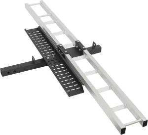 Motorcycle Hitch Carrier Aluminum Alloy Dirt Bikes and Motorcycles Trailer Mount Rack Hauler High Load Capacity Heavy Duty Motorcycle Rack Ramp Design Tire Limiter 4" Wide Tire (75.7*7.4Inch 450LBS)