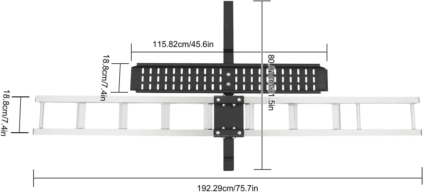 Motorcycle Hitch Carrier Aluminum Alloy Dirt Bikes and Motorcycles Trailer Mount Rack Hauler High Load Capacity Heavy Duty Motorcycle Rack Ramp Design Tire Limiter 4" Wide Tire (75.7*7.4Inch 450LBS)