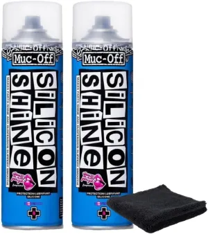 Muc-Off Silicon Shine 500ml, 2-Pack | Quick-Dry & Dirt-Repellent | Enhances Metal, Plastic & Rubber | Suitable for Bicycles, Motorcycles, ATVs & UTVs