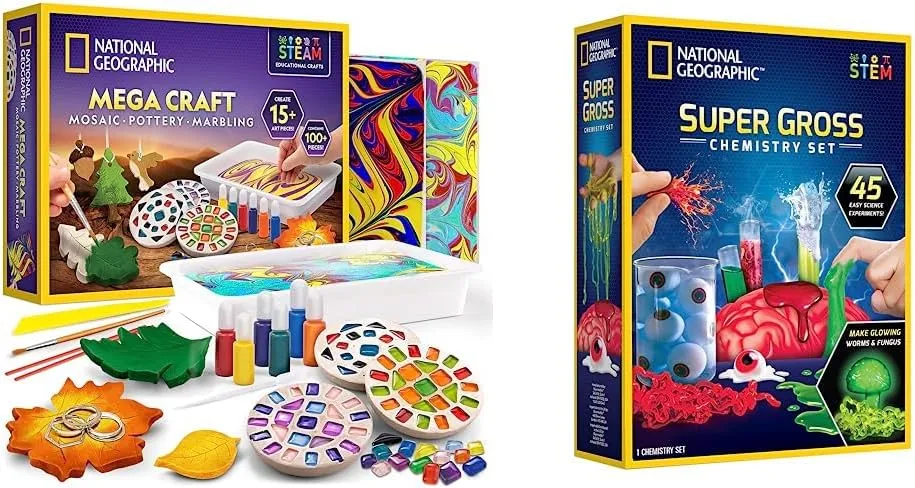 National Geographic Arts, Crafts & Gross Science Kit Bundle for Kids