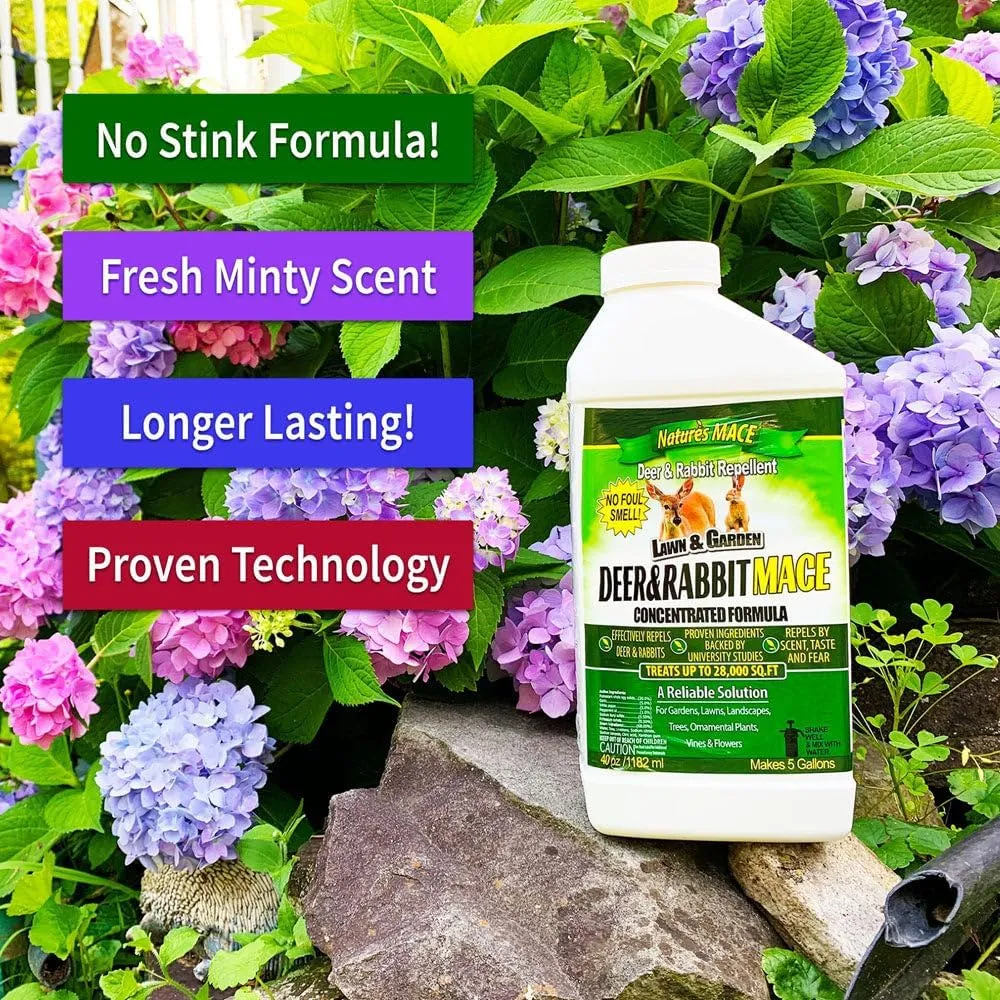 Nature’s MACE Deer and Rabbit MACE 40oz Spray, Deer Repellent for Plants, Repel Deer from Your Home & Garden, Safe to use Around Children, Plants & Produce, Protect Your Garden Instantly