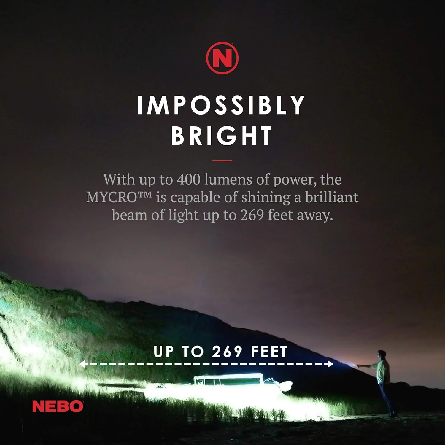 NEBO Mycro Rechargeable LED Keychain Light | Key Ring Flashlight Features 6 Light Modes,