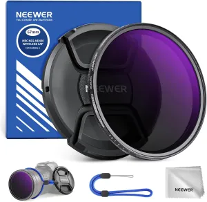 NEEWER 67mm ND2-400 (1-9 Stops) Variable ND Filter with Lens Cap, Lanyard, Cleaning Cloth, Precise Neutral Density Adjustment, Fingerprint & Scratch Resistant Multicoated Optical Glass