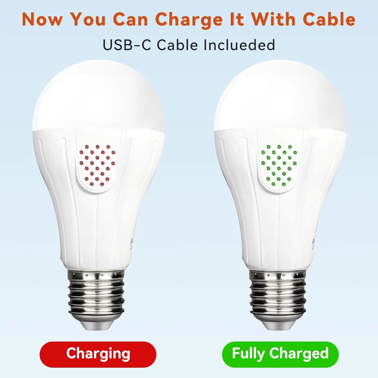 Neporal MagicGlow Rechargeable Light Bulbs with Remote, 3 Colors Shift   Dimmable Battery Powered Light Bulbs, USB Rechargeable, A19 Standard Emergency LED Light Bulbs, 15W, Up to 24 Hours, 2 Pack
