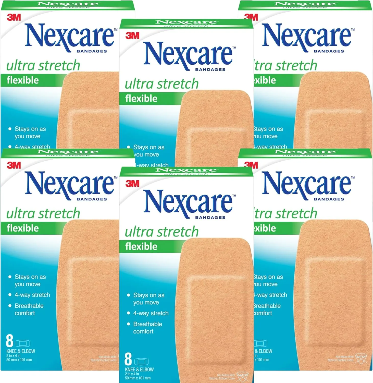 Nexcare Soft 'n Flex Bandages, 8-Count Packages (Pack of 6)