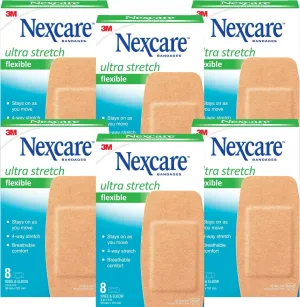 Nexcare Soft 'n Flex Bandages, 8-Count Packages (Pack of 6)