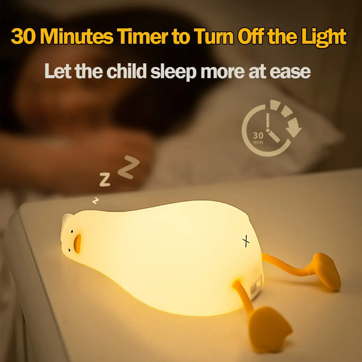Night Light for Kids ,Cute Silicone Nursery Duck Lamp for Baby and Toddler,Fun Animals NightLight for Boys and Girls,Squishy Night Lamp for Bedroom,Kawaii Bedside Lamp for Kids Room