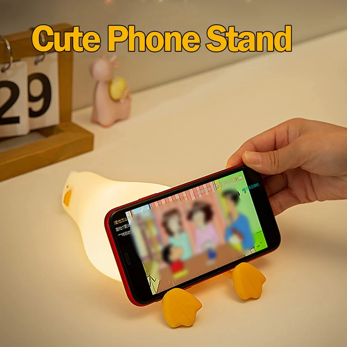 Night Light for Kids ,Cute Silicone Nursery Duck Lamp for Baby and Toddler,Fun Animals NightLight for Boys and Girls,Squishy Night Lamp for Bedroom,Kawaii Bedside Lamp for Kids Room