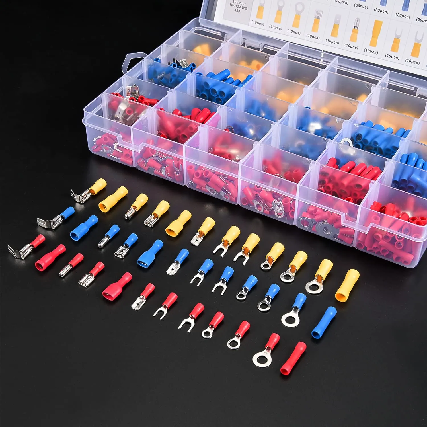Nilight 540PCS Mixed Quick Disconnect Electrical Insulated Butt Bullet Spade Fork Ring Solderless Crimp Terminals Wire Connectors Assortment Kit