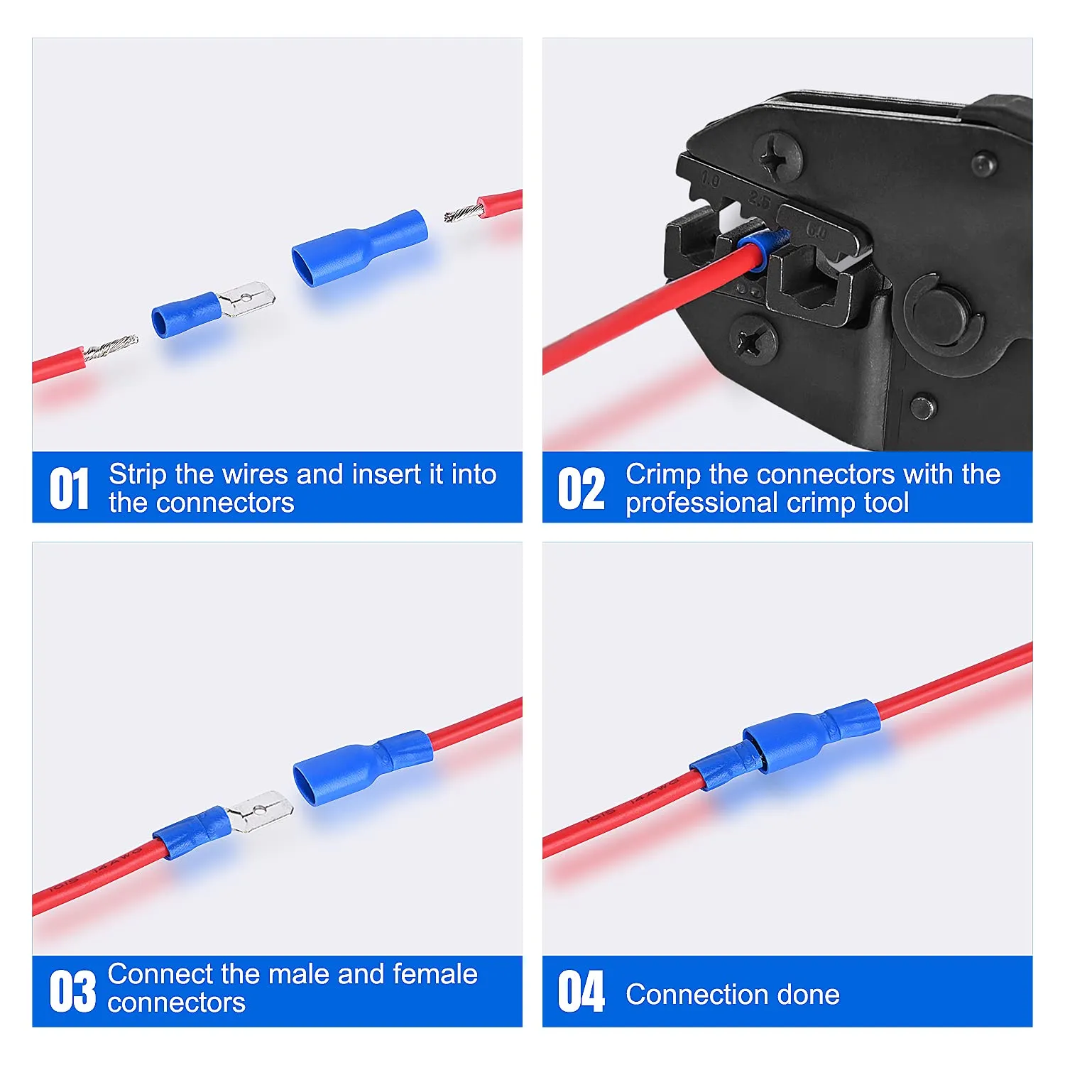 Nilight 540PCS Mixed Quick Disconnect Electrical Insulated Butt Bullet Spade Fork Ring Solderless Crimp Terminals Wire Connectors Assortment Kit