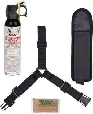 Nimrod's Wares Frontiersman Max Bear and Mountain Lion Spray   Chest Holster 9.2oz 40ft FBADX-08 Bundle with Microfiber Cloth