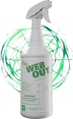 Nisus Web Out Cobweb Eliminator and Repels Spiders, Ants, Mosquitoes, Cockroaches, Aids in Web Control, Ready-to-Use Biodegradable Spray, 1 Quart