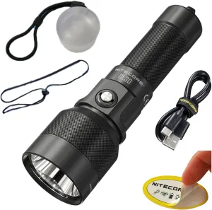 Nitecore DL30 1100 Lumen Dive Light, 100 Meters Submersible, Rechargeable, Long Throw Spot Beam with Diffusor Stiker