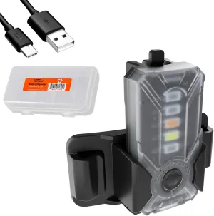Nitecore NU07 LE Red Blue Green Yellow White 5-Colored USB-C Rechargeable Tactical Identification Signal and Safety Light with Attachments for Helmet, Hook and Loop, or Molle with LumenTac Organizer