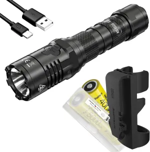Nitecore P20i UV Tactical Flashlight with UV Light, 1800 Lumen USB-C Rechargeable Including 2X Rechargeable Batteries and LumenTac Battery Organizer
