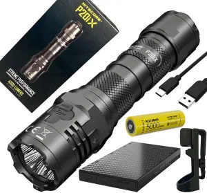Nitecore P20iX USB-C Rechargeable LED Flashlight - 4000 lumen - w/ NB5000 5,000mAh PowerCharger, Holster and Battery Included