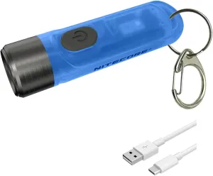 Nitecore Tiki GITD Blue Keychain Flashlight with UV & High CRI Light, 300 Lumen Everyday Carry EDC USB-C Rechargeable with Charging Cable