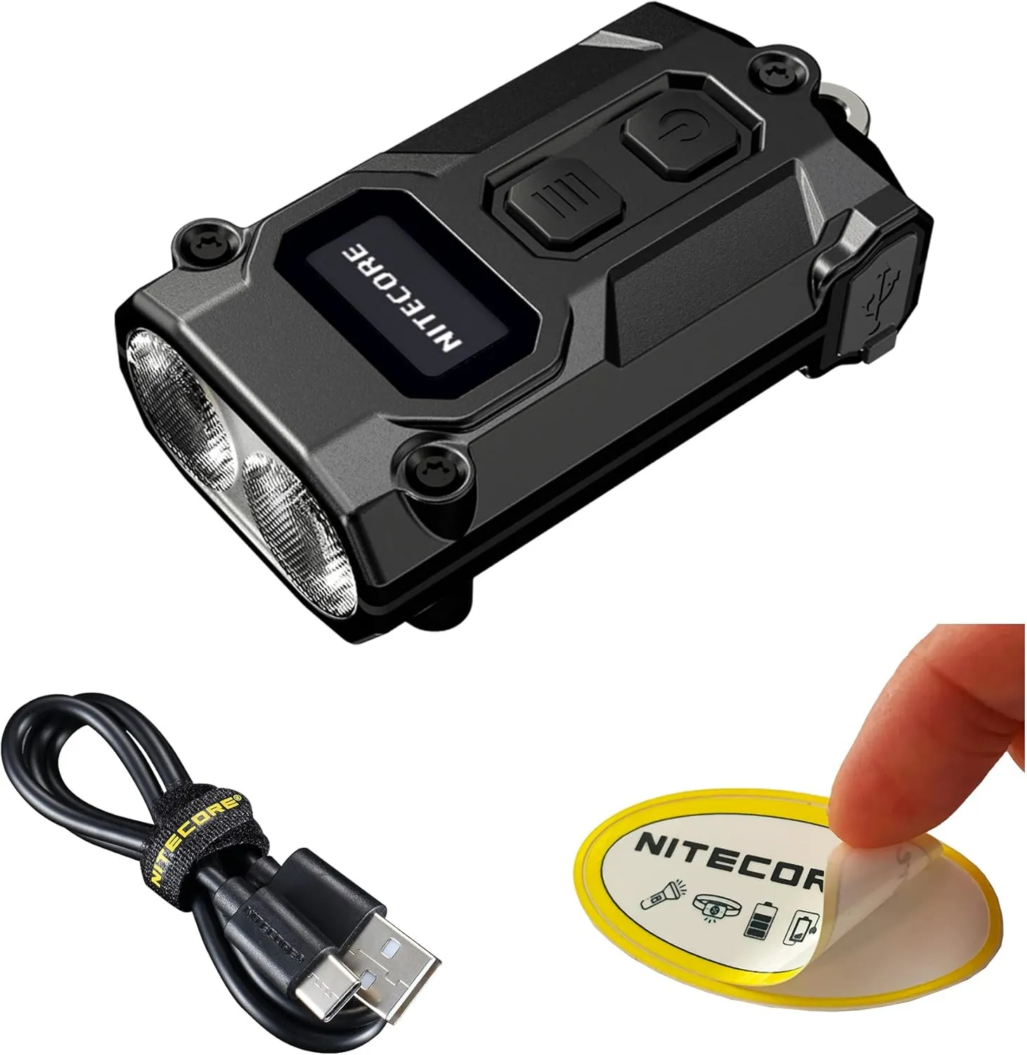Nitecore TINI 3 600 Lumen EDC Keychain Flashlight, USB-C Rechargeable Lightweight with Multiple Color Temperatures Output (Warm, Neutral White, Cool White) and NSticker (Black)