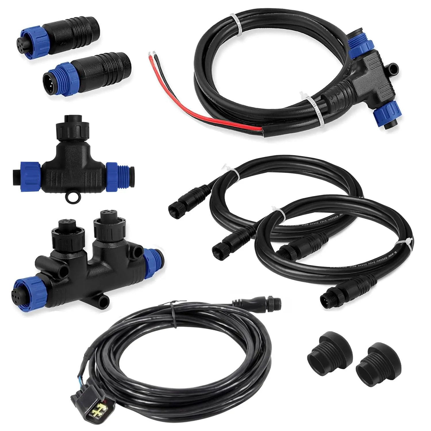 NMEA 2000 Starter Kit for Yamaha Outboard Engine 2006-2023 Bundle, Marine Grade NMEA 2000 Backbone Cables Drop Cables Tees Terminators for Lowrance Garmin Replace# 000-0120-37 3004.6865