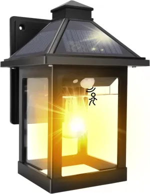 Nodfens Solar Wall Lanterns Outdoor with 3 Modes, Wireless Dusk to Dawn Motion Sensor LED Sconce Lights IP65 Waterproof, Exterior Front Porch Security Lamps Wall Mount Patio Fence Decorative