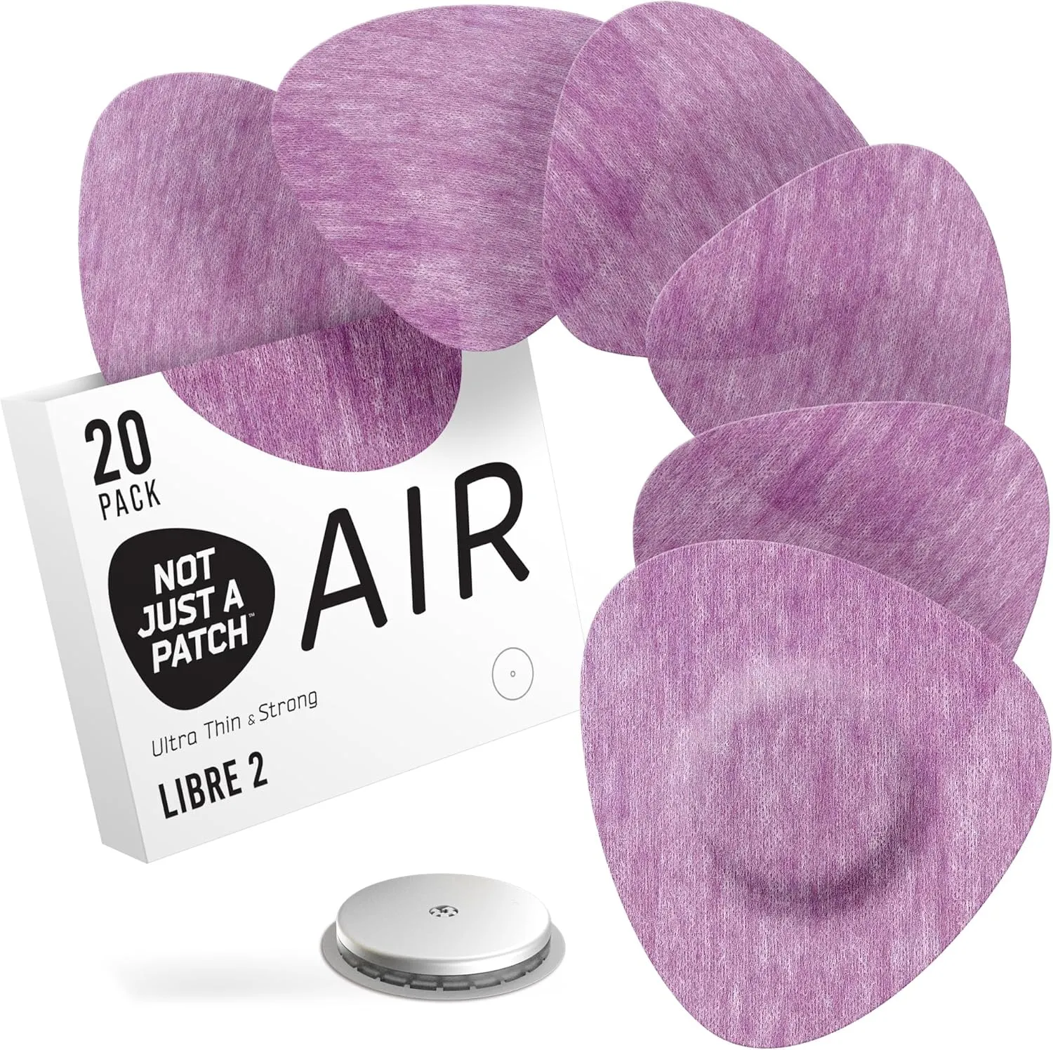 Not Just A Patch Freestyle Libre 2 Covers (20 Pack) - Thin, Strong and Light, Ultra-Long 14 Day Adhesion - Durable Lingo CGM & Libre 2 Sensor & Protector Patches - Purple
