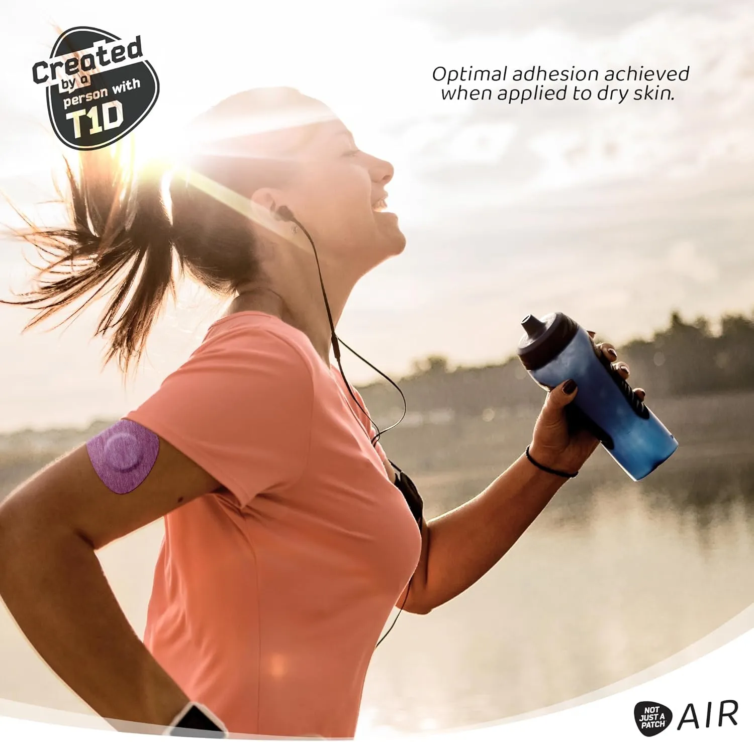 Not Just A Patch Freestyle Libre 2 Covers (20 Pack) - Thin, Strong and Light, Ultra-Long 14 Day Adhesion - Durable Lingo CGM & Libre 2 Sensor & Protector Patches - Purple