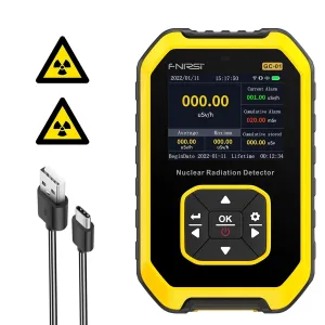 Nuclear Radiation Detector GM Geiger Counter, Sensitive Radiation Dosimeter Monitor Radioactive Beta Gamma X-ray CPM Level w/Alarm, 5 Dosage Units, Max/AVG Real Time Reading Display