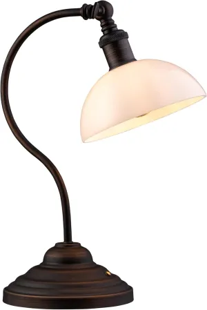 O'Bright Bankers - Cordless LED Table Lamp, Battery-Operated, Rechargeable, 3-Level Dimming, Universal USB-C Charging, 180° Swivel Head, White Jade Glass Shade, Oil Rubbed Bronze