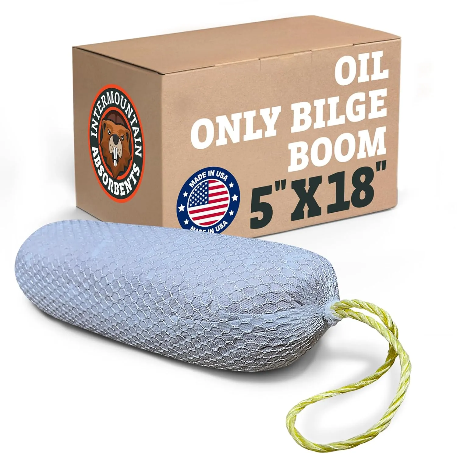 Oil Only Absorbent Boom - 5"x18" Bilge Oil Absorbent Booms, Absorbs Oils Hydrocarbons & Repels Water, Bilge Boom, Sump Basin for Water Deployment (1 Unit Per Case)