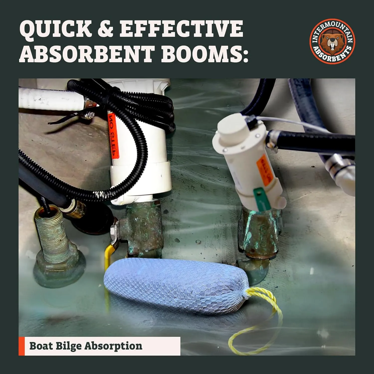 Oil Only Absorbent Boom - 5"x18" Bilge Oil Absorbent Booms, Absorbs Oils Hydrocarbons & Repels Water, Bilge Boom, Sump Basin for Water Deployment (1 Unit Per Case)