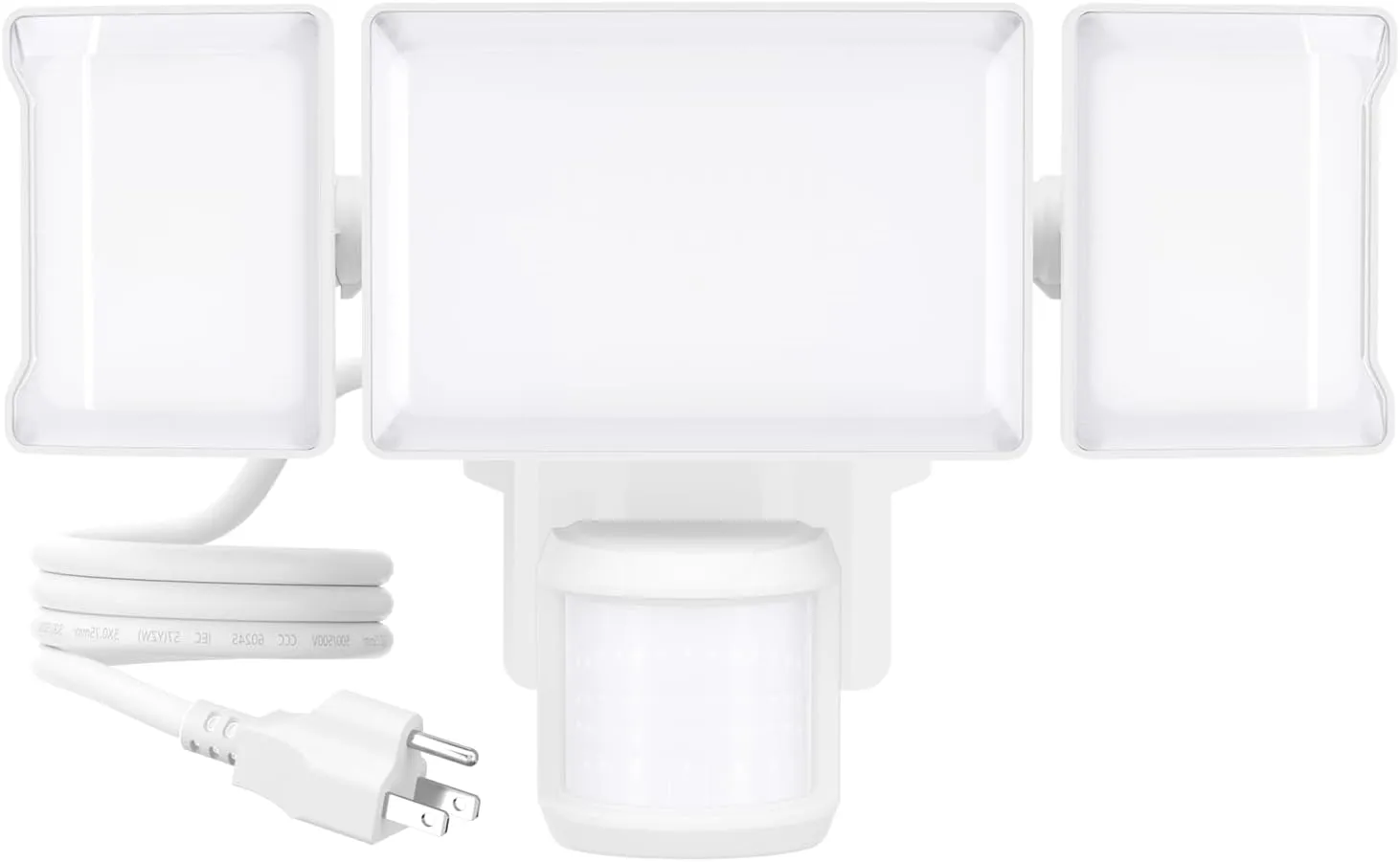 Olafus 75W Motion Sensor Outdoor Light Plug in, Motion Flood Light Dusk to Dawn, 7500LM LED Security Light IP65 Waterproof, Motion Activated 6500K PIR Sensor Lighting for Garage Yard Patio Eave, White